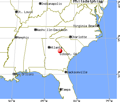 Gibson, Georgia map