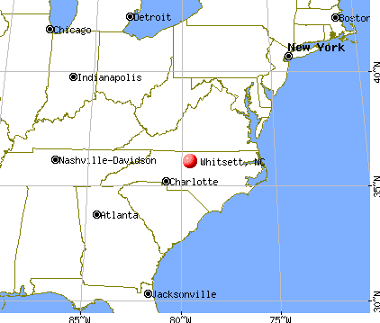 Whitsett, North Carolina map