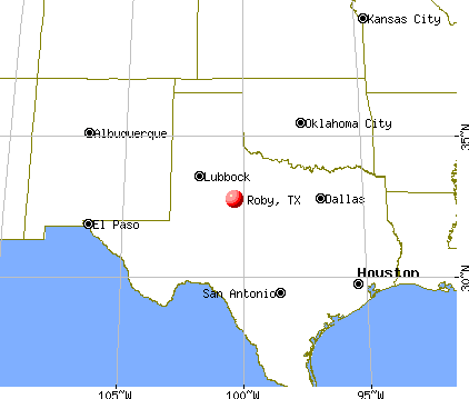 Roby, Texas map