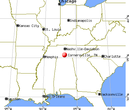 Cornersville, Tennessee map