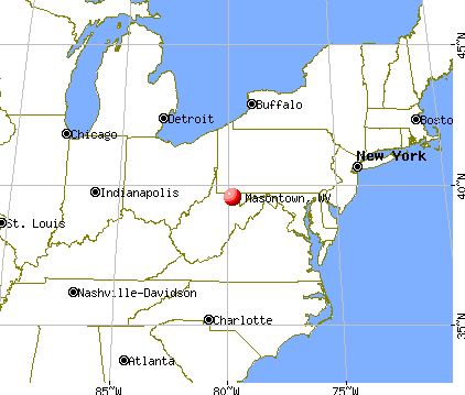 Masontown, West Virginia map