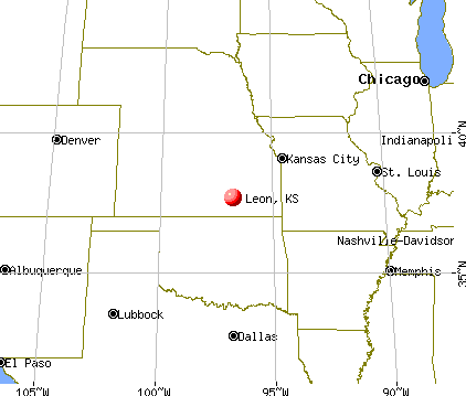 Leon, Kansas map