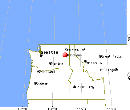 Reardan, Washington map
