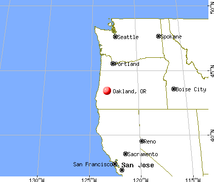 Oakland, Oregon map