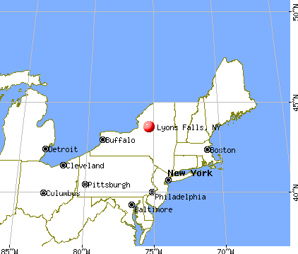 Lyons Falls, New York map
