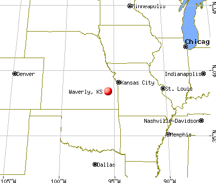 Waverly, Kansas map