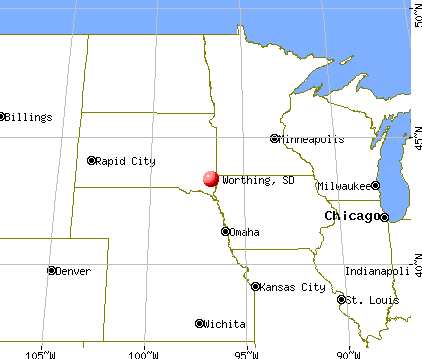 Worthing, South Dakota map