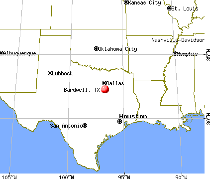 Bardwell, Texas map