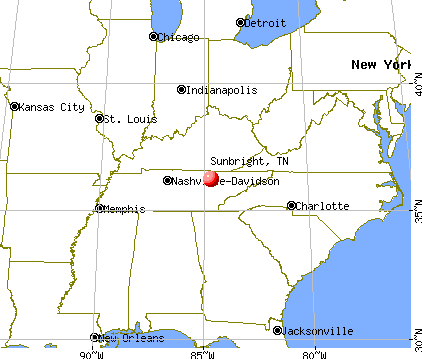 Sunbright, Tennessee map