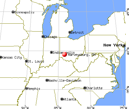 Harveysburg, Ohio map