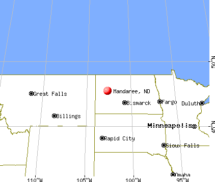 Mandaree, North Dakota map