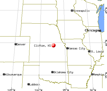 Clifton, Kansas map
