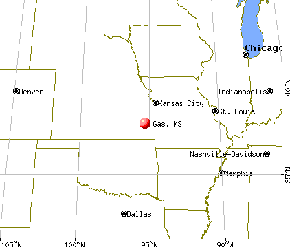 Gas, Kansas map