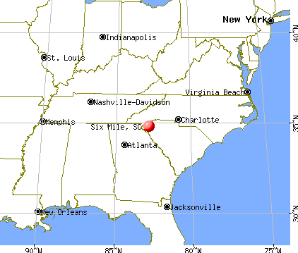 Six Mile, South Carolina map