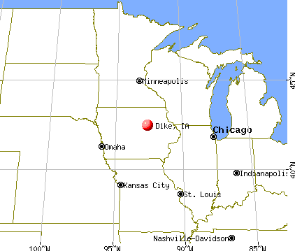 Dike, Iowa map
