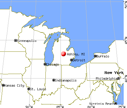 Ashley, Michigan map