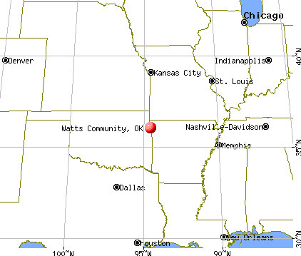 Watts Community, Oklahoma map