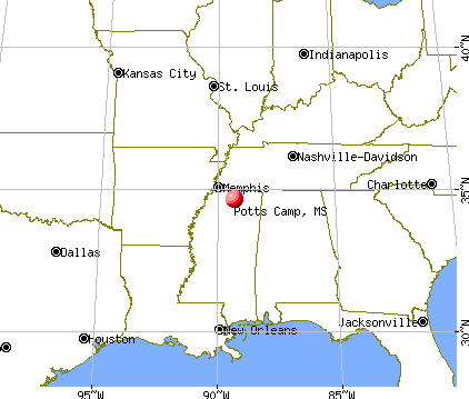 Potts Camp, Mississippi map