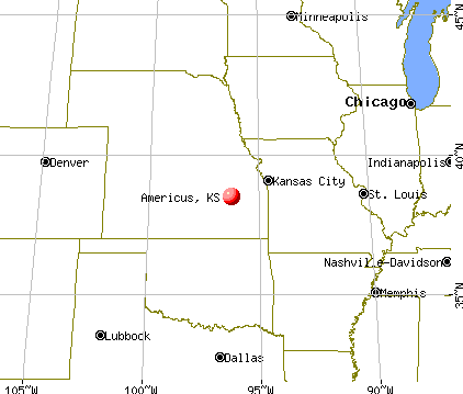 Americus, Kansas map