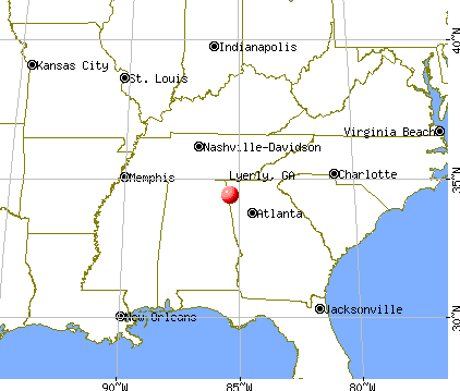 Lyerly, Georgia map