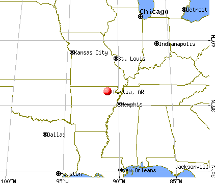 Portia, Arkansas map