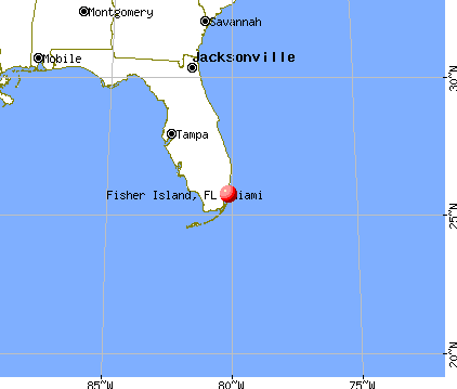 Fisher Island, Florida map