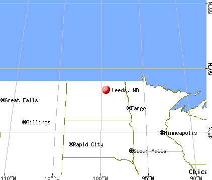 Leeds, North Dakota map