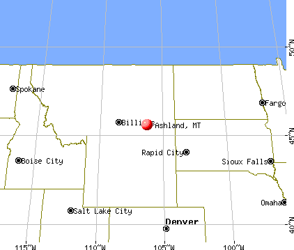 Ashland, Montana map