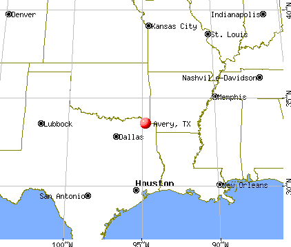Avery, Texas map