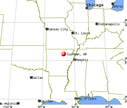 Cushman, Arkansas map