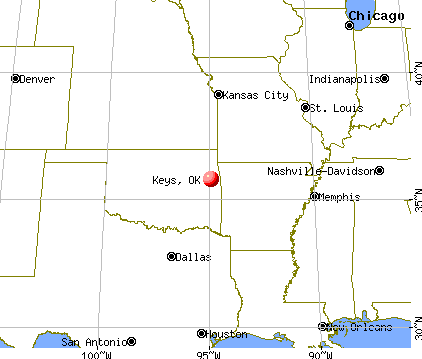 Keys, Oklahoma map
