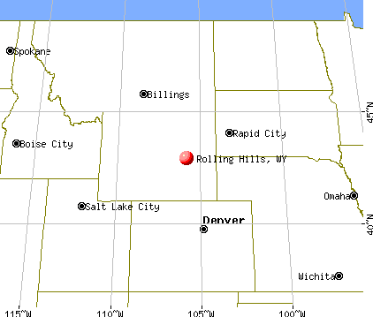 Rolling Hills, Wyoming map