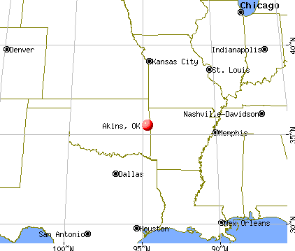 Akins, Oklahoma map