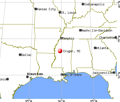 Cruger, Mississippi map