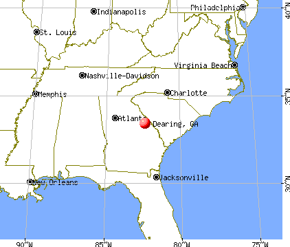Dearing, Georgia map