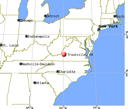 Troutville, Virginia map