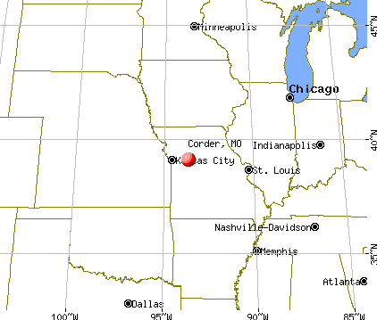 Corder, Missouri map