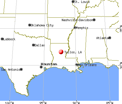 Tullos, Louisiana map