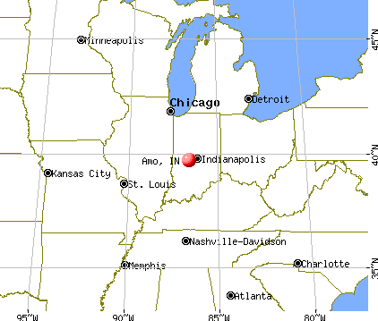 Amo, Indiana map