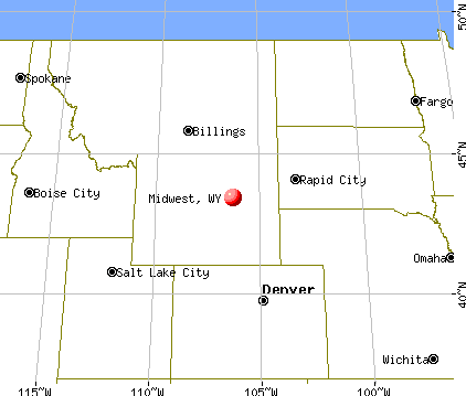 Midwest, Wyoming map