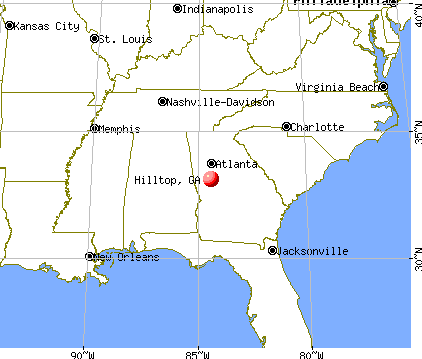 Hilltop, Georgia map