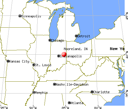 Mooreland, Indiana map