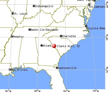 Clarks Hill, South Carolina map