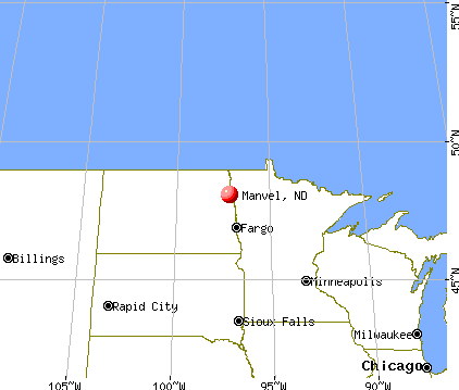 Manvel, North Dakota map