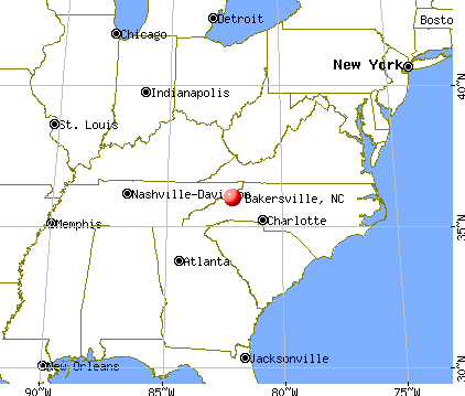 Bakersville, North Carolina map