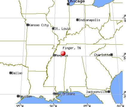 Finger, Tennessee map