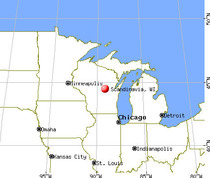Scandinavia, Wisconsin map