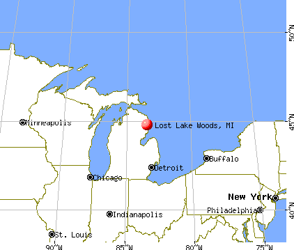 Lost Lake Woods, Michigan map