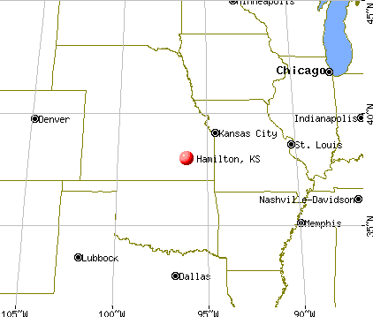 Hamilton, Kansas map
