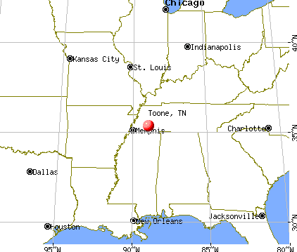 Toone, Tennessee map